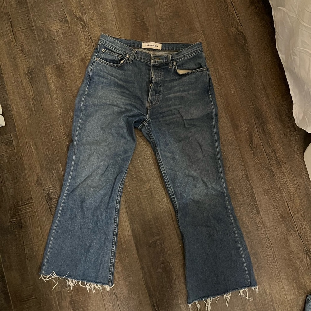 Reformation 100% cotton cropped jeans